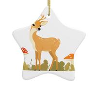 YYHWHJDE Sika - Pendentif en céramique avec motif cerf et champignons - Facile à accrocher - Idéal pour décorer les arbres de Noël