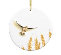 YYHWHJDE Skylarks Décoration circulaire en céramique Motif voler au-dessus des champs de blé 7,4 cm