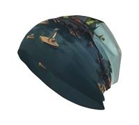 YYHWHJDE Small Town on The Island Prints Bonnet tricoté tendance pour adulte - Doux, confortable et respirant - Noir