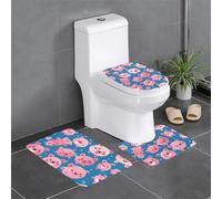 YYHWHJDE Smile Pink Pig Picture Lot de 3 tapis de sol pour salle de bain, tapis de douche, antidérapant, séchage rapide