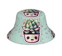 YYHWHJDE Smiling Succulents Picture Chapeau cloche réfléchissant - Léger, respirant et élégant pour l'extérieur Noir