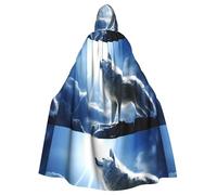 YYHWHJDE Snow Wolf At The Peak Picture Cape à capuche pour adulte sans fermeture éclair, confortable pour les fêtes costumées