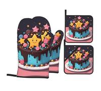 YYHWHJDE Star Candy Cake Prints Lot de 4 couches de four résistantes à l'eau et à la chaleur pour une manipulation sûre et une longue durée de vie