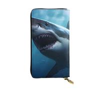 YYHWHJDE Superbe portefeuille long en cuir avec image de requin blanc conçu pour les filles et les femmes tendance, élégant et personnalisé 19 x 10,5 cm, noir, taille unique, Noir , Taille unique