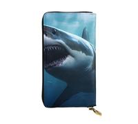 YYHWHJDE Superbe portefeuille long en cuir avec image de requin blanc conçu pour les filles et les femmes tendance, élégant et personnalisé 19 x 10,5 cm, noir, taille unique, Noir , Taille unique