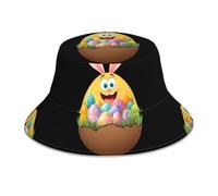YYHWHJDE Surprise in The Easter Egg Prints Chapeau cloche réfléchissant pliable réversible pour voyage, camping et activités de plein air Noir