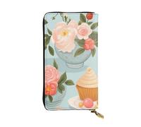 YYHWHJDE Sweet Afternoon Tea Portefeuille long en cuir de qualité pour filles et femmes 19 x 10,5 cm, Noir , Taille unique