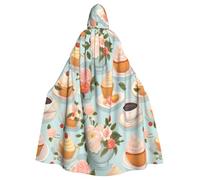 YYHWHJDE Sweet Afternoon Tea Prints Halloween Cape à capuche pour homme et femme Vêtements Manteau Jeu de rôle