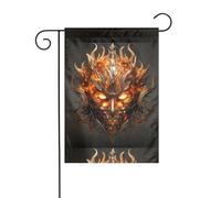 YYHWHJDE Tableau avec motif de masque de flammes brûlantes, mât de drapeau de jardin, décoration de cour extérieure double face, 30,5 x 45,7 cm