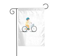 YYHWHJDE Tableau de jardin avec inscription « Little Boy Learning to Bike » - Décoration de cour extérieure - Double face - 30,5 x 45,7 cm