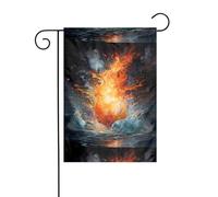 YYHWHJDE Tableau de jardin avec motif eau et feu - Décoration de cour extérieure - Double face - 30,5 x 45,7 cm