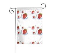 YYHWHJDE Tableau de jardin avec motif fraises dans des bulles - Décoration extérieure - Double face - 30,5 x 45,7 cm