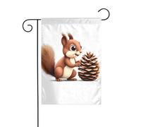 YYHWHJDE Tableau de jardin en forme d'écureuil volant des pommes de pin - Décoration extérieure - Double face - 30,5 x 45,7 cm