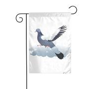 YYHWHJDE Tableau de jardin Le pigeon dans les nuages blancs - Décoration extérieure - Double face - 30,5 x 45,7 cm