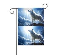 YYHWHJDE Tableau de jardin motif loup des neiges au sommet - Décoration extérieure - Double face - 30,5 x 45,7 cm