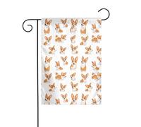 YYHWHJDE Tableau de jardin super mignon petit chien corgi mât de drapeau extérieur décoration cour double face 30,5 x 45,7 cm