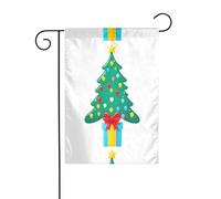 YYHWHJDE Tableau de sapin de Noël en forme de ballon, mât de drapeau de jardin, décoration de cour extérieure double face, 30,5 x 45,7 cm