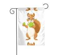 YYHWHJDE Tableau d'écureuil tenant des raisins verts - Mât de drapeau extérieur - Décoration de cour - Double face - 30,5 x 45,7 cm