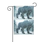 YYHWHJDE Tableau des bêtes de la forêt enneigée, mât de drapeau de jardin, décoration de cour extérieure double face, 30,5 x 45,7 cm