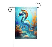YYHWHJDE Tableau d'hippocampe de corail pour fond marin, décoration de cour extérieure double face, 30,5 x 45,7 cm