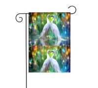 YYHWHJDE Tableau double face avec 2 aigrettes pour mât de drapeau de jardin, décoration de cour extérieure, 30,5 x 45,7 cm