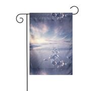 YYHWHJDE Tableau imprimé empreintes de pas dans la neige pour jardin, décoration de cour extérieure double face, 30,5 x 45,7 cm