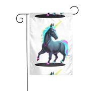 YYHWHJDE Tableau licorne néon pour jardin, décoration de cour extérieure double face, 30,5 x 45,7 cm