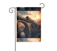 YYHWHJDE Tableau motif trains sur le pont pour jardin, décoration de cour extérieure double face, 30,5 x 45,7 cm