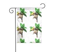 YYHWHJDE Tableau paresseux sur un bananier, mât de drapeau de jardin, décoration de cour extérieure double face, 30,5 x 45,7 cm
