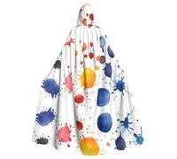 YYHWHJDE Taches de peinture à l'aquarelle - Imprimé Halloween - Cape à capuche pour adulte - Vêtements pour hommes et femmes - Manteau - Jeu de rôle