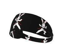YYHWHJDE Taekwondo Bandeau de sport pour femme avec image de lapin - Bandeau élastique pour l'été - Résistant à la transpiration