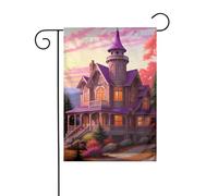 YYHWHJDE Tale de jardin avec imprimé cottage de fées - Décoration de cour extérieure - 30,5 x 45,7 cm
