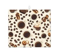 YYHWHJDE Tapis absorbant pour comptoir de cuisine avec motif tasse à café et grains de café : antidérapant, réversible, cadeau pour les nouvelles maisons, les rénovations, Noël, la fête des mères, les