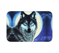 YYHWHJDE Tapis de bain bien conçu avec ourlet imprimé loup sous la lune, antidérapant, résistant à la décoloration, facile d'entretien pour salle de bain, meuble-lavabo et suites d'invités - 101,6 x