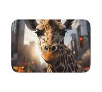 YYHWHJDE Tapis de sol antidérapant et épais lavable pour salle de bain, chambre à coucher, motif girafe de New York, 40,6 x 61 cm