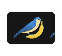 YYHWHJDE Tapis de sol antidérapant et épais lavable pour salle de bain, chambre à coucher, motif oiseau bleu sur banane, 40,6 x 61 cm