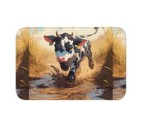 YYHWHJDE Tapis de sol antidérapant et épais lavable pour salle de bain, chambre à coucher, motif une petite vache marchant sur le bourbier 40,6 x 61 cm