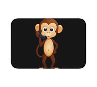 YYHWHJDE Tapis de sol antidérapant et épais lavable pour salle de bains, chambre à coucher, motif Little Monkey on the Phone 40,6 x 61 cm
