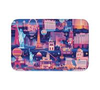 YYHWHJDE Tapis de sol antidérapant et épais lavable pour salle de bains, chambre à coucher, motif ville nocturne de Las Vegas, 40,6 x 61 cm