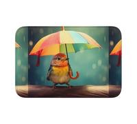 YYHWHJDE Tapis de sol antidérapant et épais pour salle de bain, chambre à coucher, motif oiseau sous le parapluie arc-en-ciel, tapis de sol lavable 40,6 x 61 cm