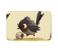 YYHWHJDE Tapis de sol antidérapant et épais pour salle de bain, chambre à coucher, motif petit oiseau noir jouant au football, tapis de sol lavable 40,6 x 61 cm