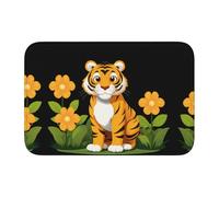 YYHWHJDE Tapis de sol en velours avec motif tigre dans le jardin de fleurs, tapis de chambre, salon, dortoir, décoration de la maison