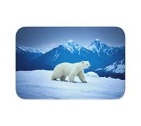 YYHWHJDE Tapis de sol épais antidérapant imprimé ours polaire montagnard enneigé antidérapant, facile à nettoyer, durable, résistant à la décoloration, parfait pour les toilettes et la salle de bain