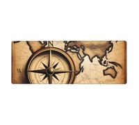 YYHWHJDE Tapis de souris extra large avec boussole et carte du monde - Forte adhérence, durable, bord de verrouillage précis - 30,5 x 80 cm