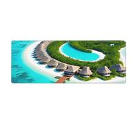 YYHWHJDE Tapis de souris extra large avec image de paysage des Maldives - Clavier de jeu antidérapant - Version épaisse - 30,5 x 80 cm