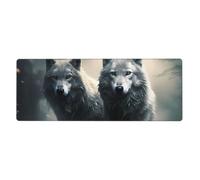 YYHWHJDE Tapis de souris extra large avec imprimé deux loups pour ordinateur, bureau, clavier de jeu, version épaisse, 30,5 x 80 cm