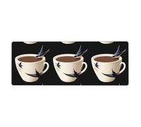 YYHWHJDE Tapis de souris extra large avec imprimé hirondelle sur une tasse de café, clavier de jeu antidérapant, version épaisse, 30,5 x 80 cm