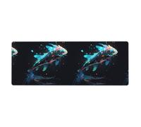 YYHWHJDE Tapis de souris extra large avec motif lanterne et poisson lumineux - Pour ordinateur de bureau - Clavier de jeu antidérapant - Version épaisse - 30,5 x 80 cm