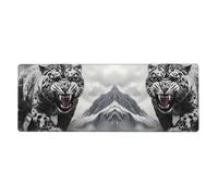 YYHWHJDE Tapis de souris extra large motif léopard des neiges dans un champ de glace pour ordinateur de bureau, clavier de jeu antidérapant, version épaisse, 30,5 x 80 cm