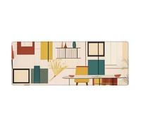 YYHWHJDE Tapis de souris extra large motif moderne du milieu du siècle, forte adhérence, durable, bord de verrouillage précis 30,5 x 80 cm